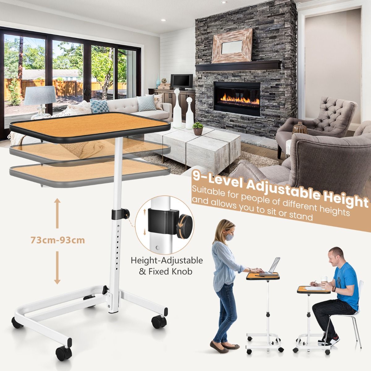 Table de lit Coast - Réglable en hauteur sur 9 positions - Plateau inclinable - couleur naturelle