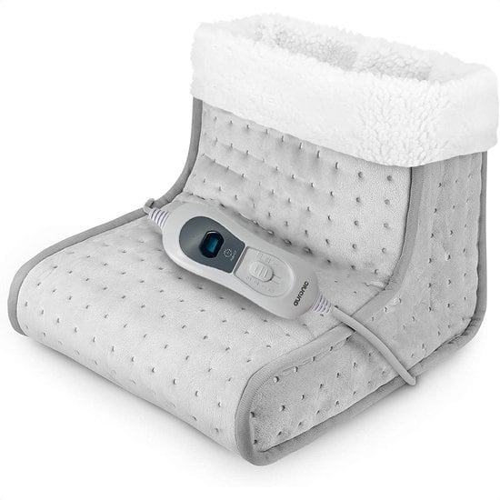 Chauffe-pieds  électrique  - Auronic - 53°C à 65°C - Avec minuterie et protection contre la surchauffe - 100W - Gris