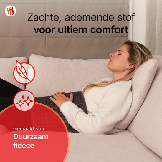 Seranova Coussin chauffant électrique pour le dos, les pieds, la nuque, les épaules, l'abdomen - Coussin chauffant - Coussin chauffant - Machine à laver - 40x30cm - Gris foncé