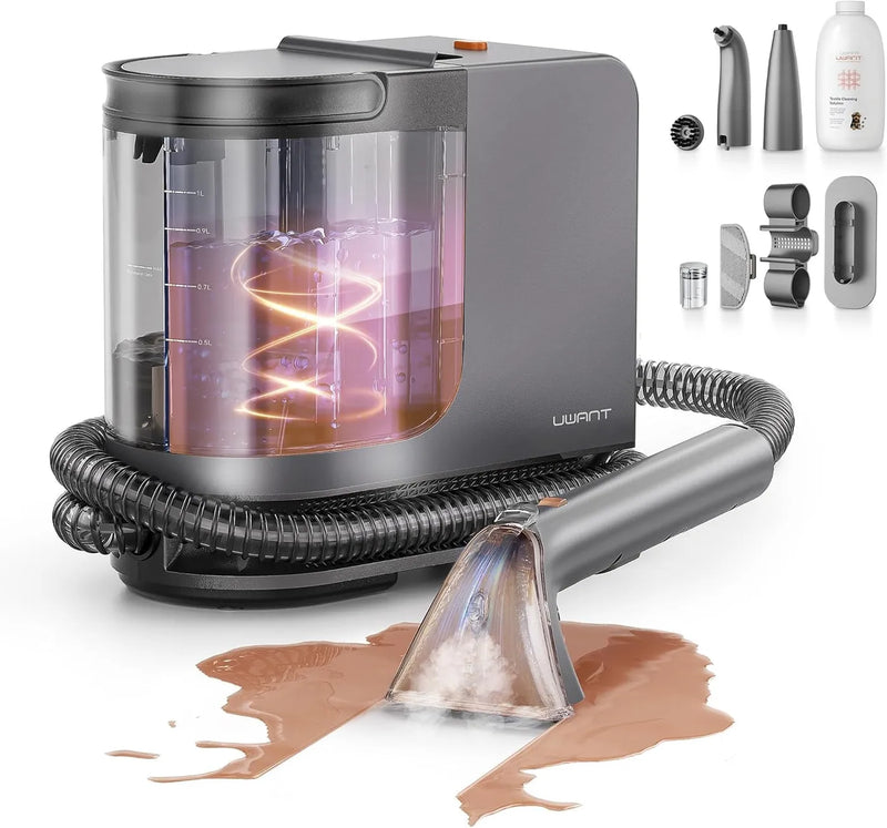 Nettoyeur multi-usage UWANT B400 - Gris - 600 W, 18 000 Pa, fonction vapeur - Pour lit, canapé, tapis et voiture