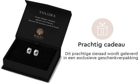 Yolora Elgance Boucles d'oreilles avec cristaux Kalpa Camaka - Argent - Plaqué or blanc 18K - Boucles d'oreilles femme - Bijoux - Coffret cadeau de luxe - Coffret cadeau - Coffret cadeau exclusif - Bel emballage cadeau