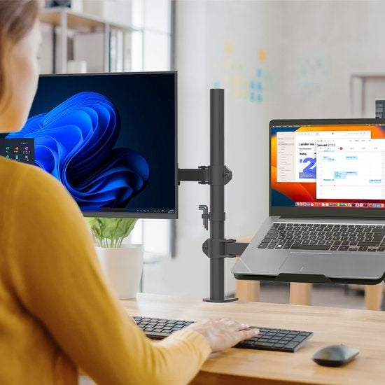 Auronic Monitor Arm - 2 écrans - 13 à 27 pouces - réglable - acier - noir