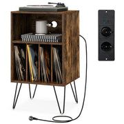 Support pour platines Coast - 3 niveaux - avec station de recharge et 4 prises - marron rustique