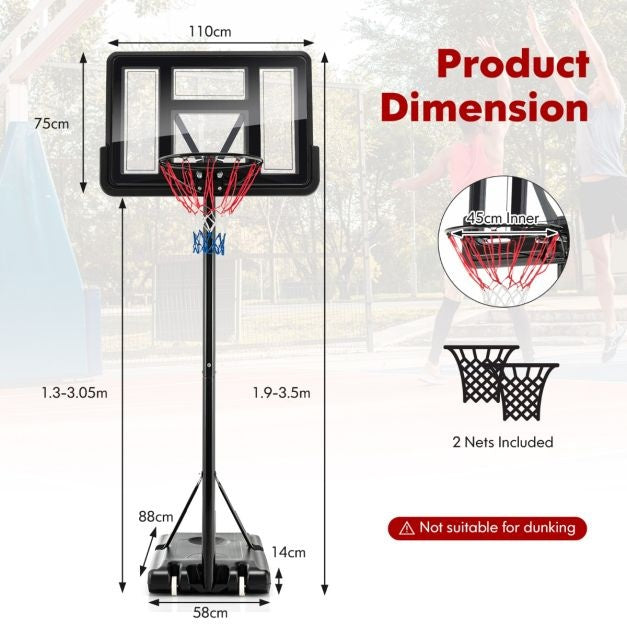Support de basket Coast - 130 - 305 cm - Hauteur réglable