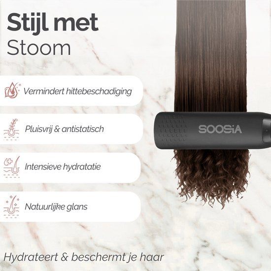 Soosia SteamStyler - Fer à lisser et à friser à vapeur - Technologie vapeur - Réglable de 100°C à 230°C
