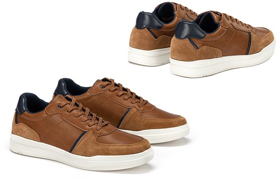 Milanoro - Baskets élégantes en cuir pour homme - Bleu marine - Taille 46