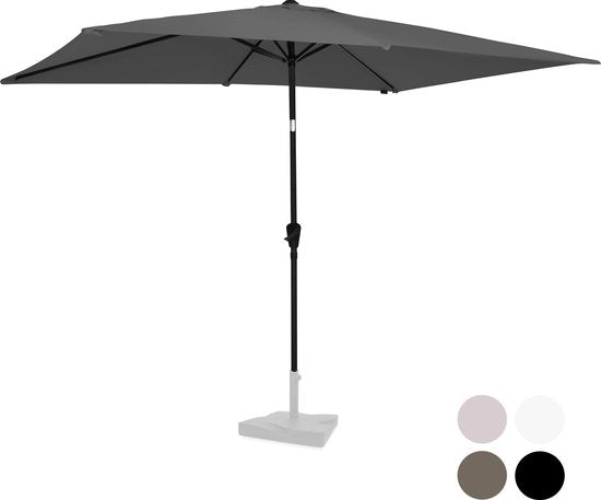 VONROC Premium Parasol Stick Rapallo 200x300cm - Housse de protection incluse - Parasol rectangulaire - Inclinable - Toile résistante aux UV - Gris