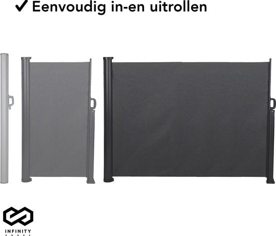 Brise-vent extensible Infinity Goods - 300 x 140 cm - Anthracite – Enroulable – Extensible – Protection contre le vent et le soleil – Intimité pour le jardin, le balcon, la plage et la terrasse
