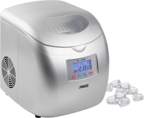 Machine à glaçons Princess 283069 - Machine à glaçons - 2,8 litres - Argent - 120 W - 9 glaçons en 6 minutes - Fonction d'auto-nettoyage - Avec cuillère à glace - Machine à glaçons - Machine à glaçons