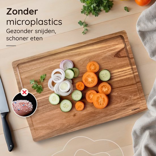 Deleca 3x Set de planches à découper Culina - Epaisseur 3 cm - Planches à découper (33x25 / 38x28 / 43x30 cm) - Avec support - Pour la cuisine, planche à servir, planche à fromage, planche à boire, planche à découper et planche à tapas - Bois d'acacia