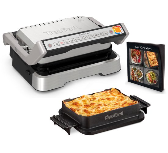 Tefal OptiGrill 4-en-1 GC774D - Gril de table intelligent - Plateau de cuisson inclus - 9 programmes automatiques - Indicateur de cuisson - 2100 W