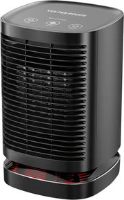 Vulpes Goods® Tech - Radiateur électrique - Chauffage électrique pour l'intérieur - Radiateur à ventilateur - Radiateur céramique - 3 niveaux - 950W - Indication LED - Rotatif - Noir - Version PRO