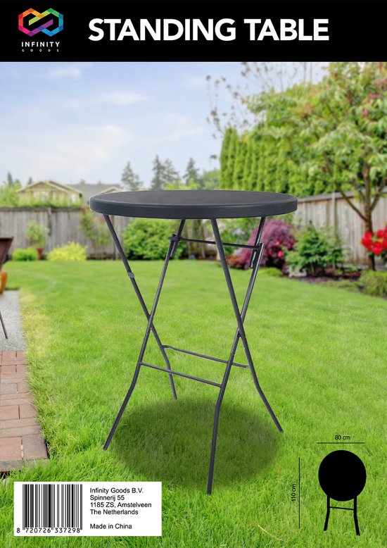 Infinity Goods 2x Sturdy Black Bartables - Table de fête - robuste et résistante aux intempéries - pliable - 80cm x 110cm - Party