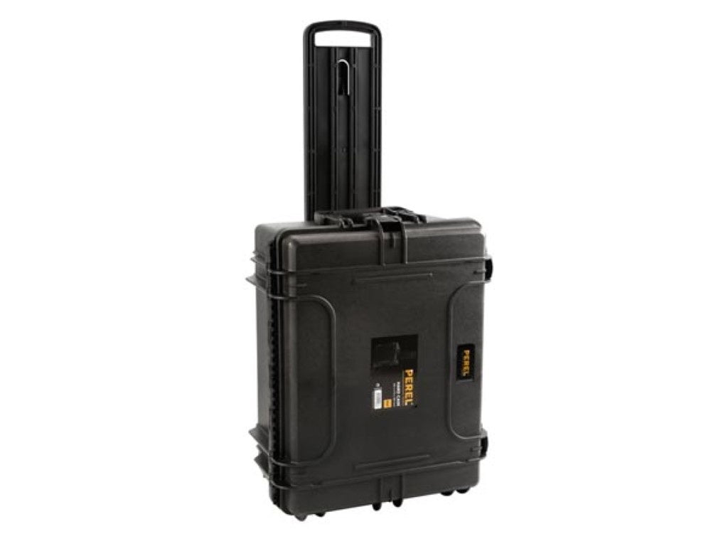 Perel Valise rigide, trolley, poignée télescopique, étanche (IP67), mousse cloutée, mousse à picots, 4 serrures, polypropylène, noir, 604 x 473 x 283 mm