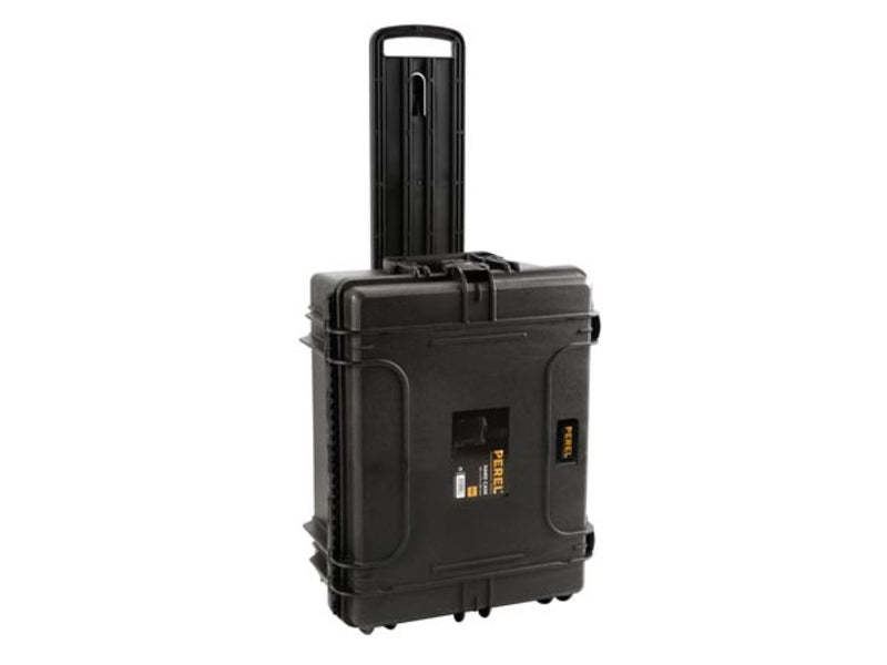 Perel Valise rigide, trolley, poignée télescopique, étanche (IP67), mousse cloutée, mousse à picots, 4 serrures, polypropylène, noir, 604 x 473 x 283 mm