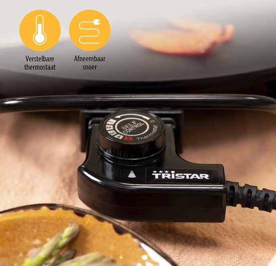 Tristar Griddle - BP-2787 - 2000W - Gourmet, Cirkle grill Ø40cm - 4 personnes - Sans PFAS