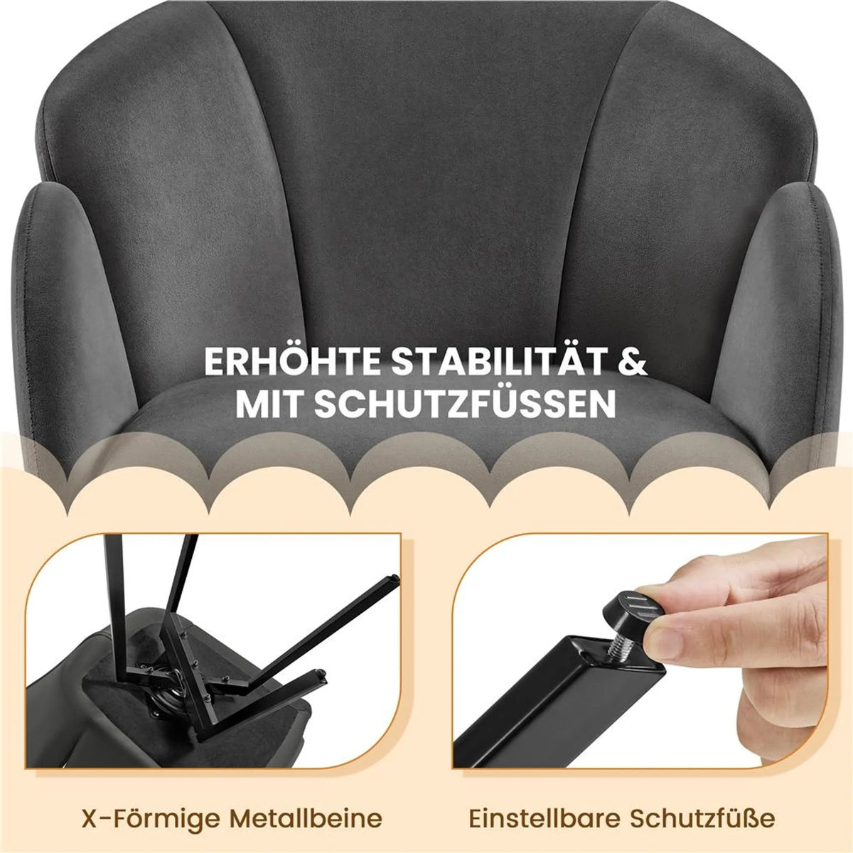 Yaheetech Swivel Chair Floral - Mécanisme de pivotement à 360°, coussin d'assise amovible et base en métal en forme de X - Pour chambre à coucher et bureau à domicile - Bouclé noir et métal - 57 x 61 x 75 cm