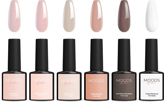 Vernis à ongles en gel - Moods Gellac - Ensemble de 6 pièces - 8ML - Kit de démarrage - Édition Nude - Ongles - Kit de démarrage de vernis en gel