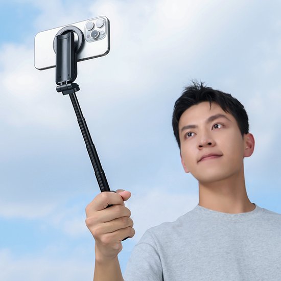 Ulanzi JJ03 Trépied de poche pour selfie, magnétique - avec télécommande - Perche à selfie - Trépied pour iPhone - Support pour smartphone iPhone - Noir