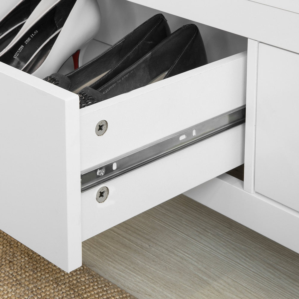 SoBuy FSR74-W Banc à chaussures avec rangement avec coussin de siège 2 tiroirs Banc de lit