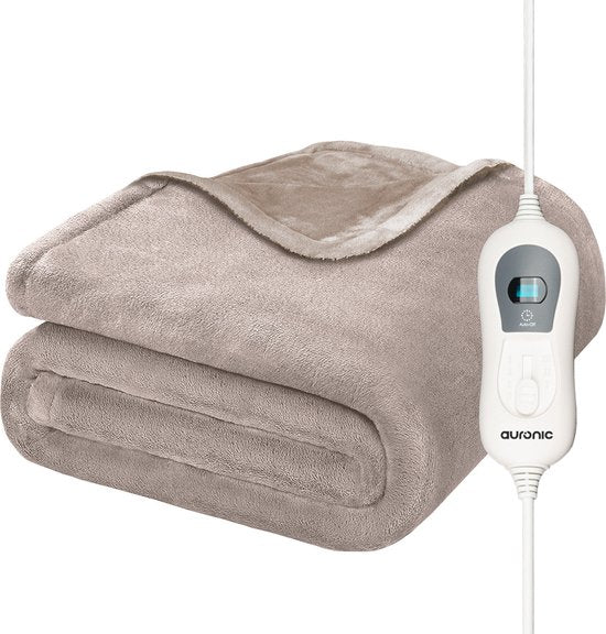 Couverture chauffante électrique -  Auronic - 1 personne - 3 niveaux de chaleur - avec minuterie - 160 x 120cm - Beige