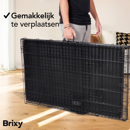 Brixy Dog Bench - Banc pour chiens - Taille L - Pliable - 91 x 58 x 65 CM - 2 Portes - Noir