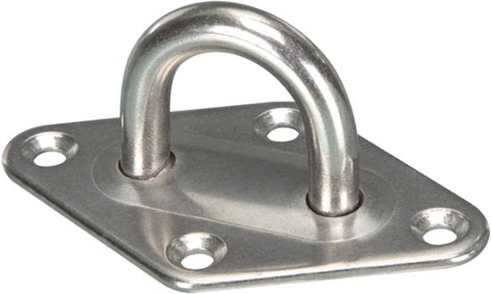 Plaque à œillet Perel, acier inoxydable, diamètre 8 mm, hauteur 80 mm, largeur 50 mm