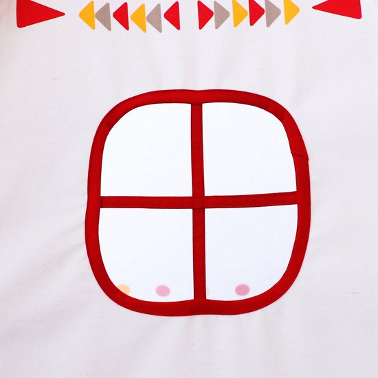 Tente tipi Sunny LED rouge/blanche - 60 LED - piquets en bois certifiés FSC - 120 x 120 x 160 cm