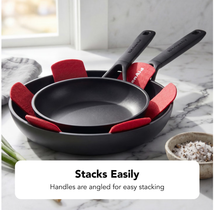 Lot de 3 poêles KitchenAid Classic Forged de 20, 24 et 28 cm – Noir – Aluminium anodisé