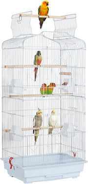 Yaheetech Cage d'oiseau volière cage d'oiseau pour perroquet kit de vagues approx. 46 x 36 x 92 cm blanc