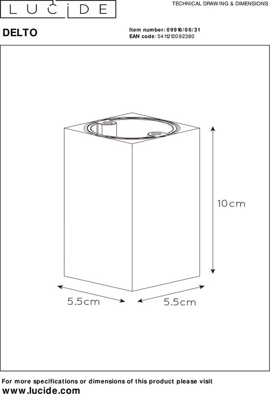 Spot de plafond Lucide DELTO - LED « Dim to warm » - GU10 - 1x5 W 3000 K/2200 K - Blanc