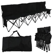 Yaheetech Banc de camping pliable pour 6 personnes - 270 x 49 x 82 cm - équipé d'un tissu 600D Oxford, d'un sac de transport et de poches latérales - pour les équipes sportives et les événements - métal noir