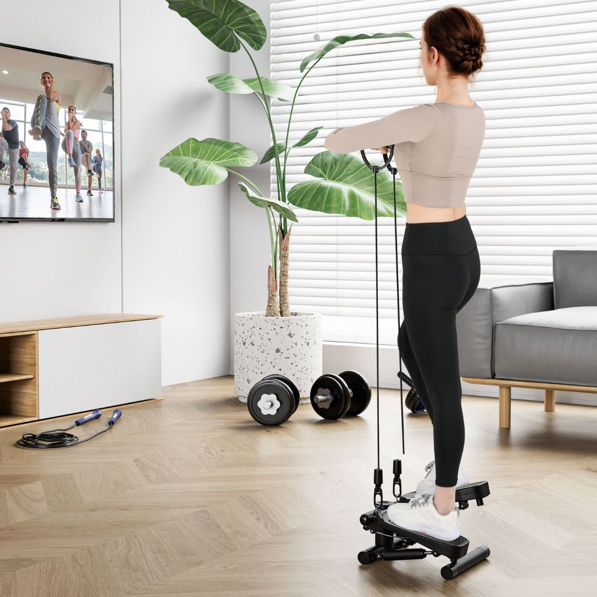 Mini-stepper Coast avec bandes de résistance - intensité réglable - compact et silencieux - noir