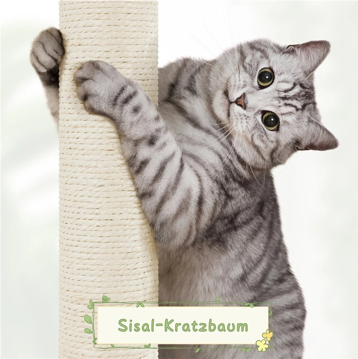 Yaheetech : Arbre à chat avec panier en rotin - 137,5 cm de haut - 54 x 48 cm - Beige