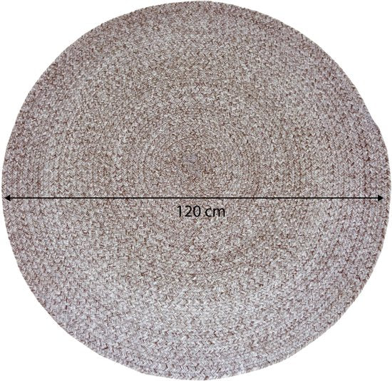 Tapis d'extérieur AXI Corfu – Rond – Ø 120 cm – Marron – Tapis d'extérieur – Résistant aux intempéries et aux UV – Tissage plat – Tapis de jardin – Pour l'intérieur et l'extérieur – Tissé à la main