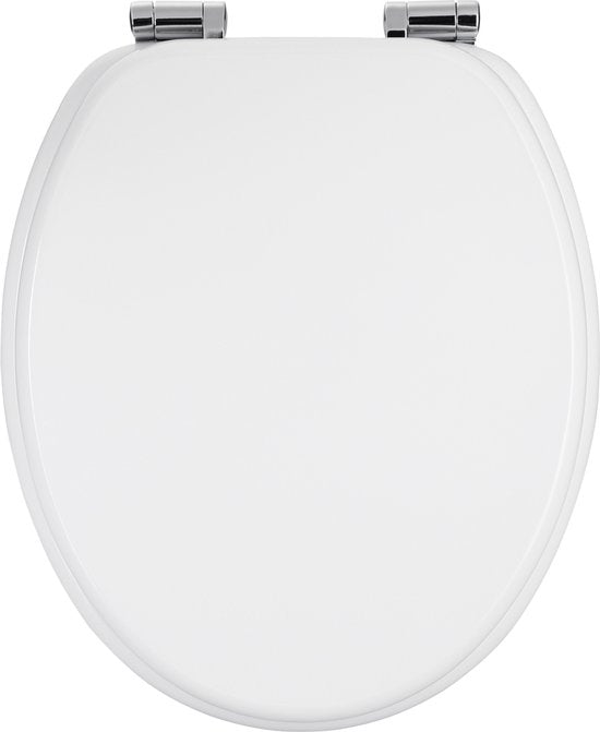 Casaria : siège de WC avec couvercle et mécanisme de fermeture, en MDF blanc