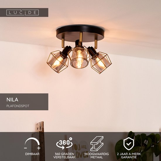 Lucide NILA - Spot de plafond (lampe de plafond) - Ø 36 cm - 3xE14 - Noir