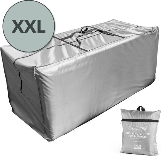 Chefarone Protective Cover Garden Cushions - Extra Large 60x175 cm - Storage Cover Garden Furniture, Lounge Set and Lounger - Cushion Bag for Lounge Cushions - Garden Cushion Cover Waterproof - Weatherproof - UV Protection - Grey