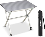 TRVLMORE Table de camping - 80x58x71 cm - Légère avec structure en aluminium - Table pliante réglable - Table de camping - Table pliante - Silver