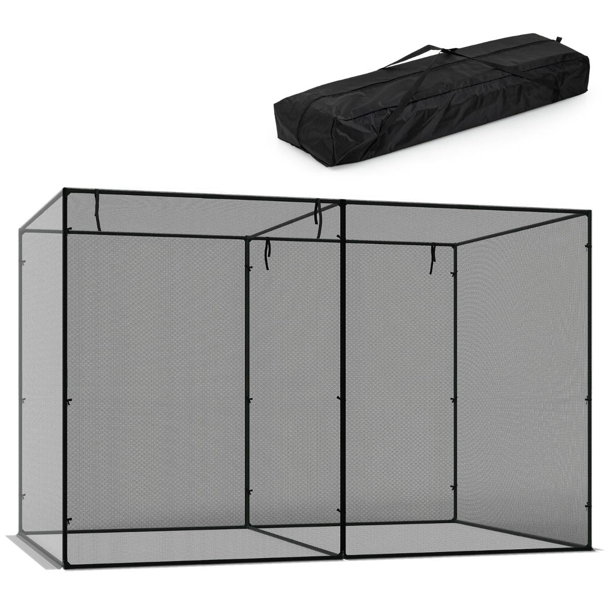Tente pour plantes Coast - Armature métallique - Filet anti-insectes - Avec sac de transport - 310 x 200 x 200 cm - Noir