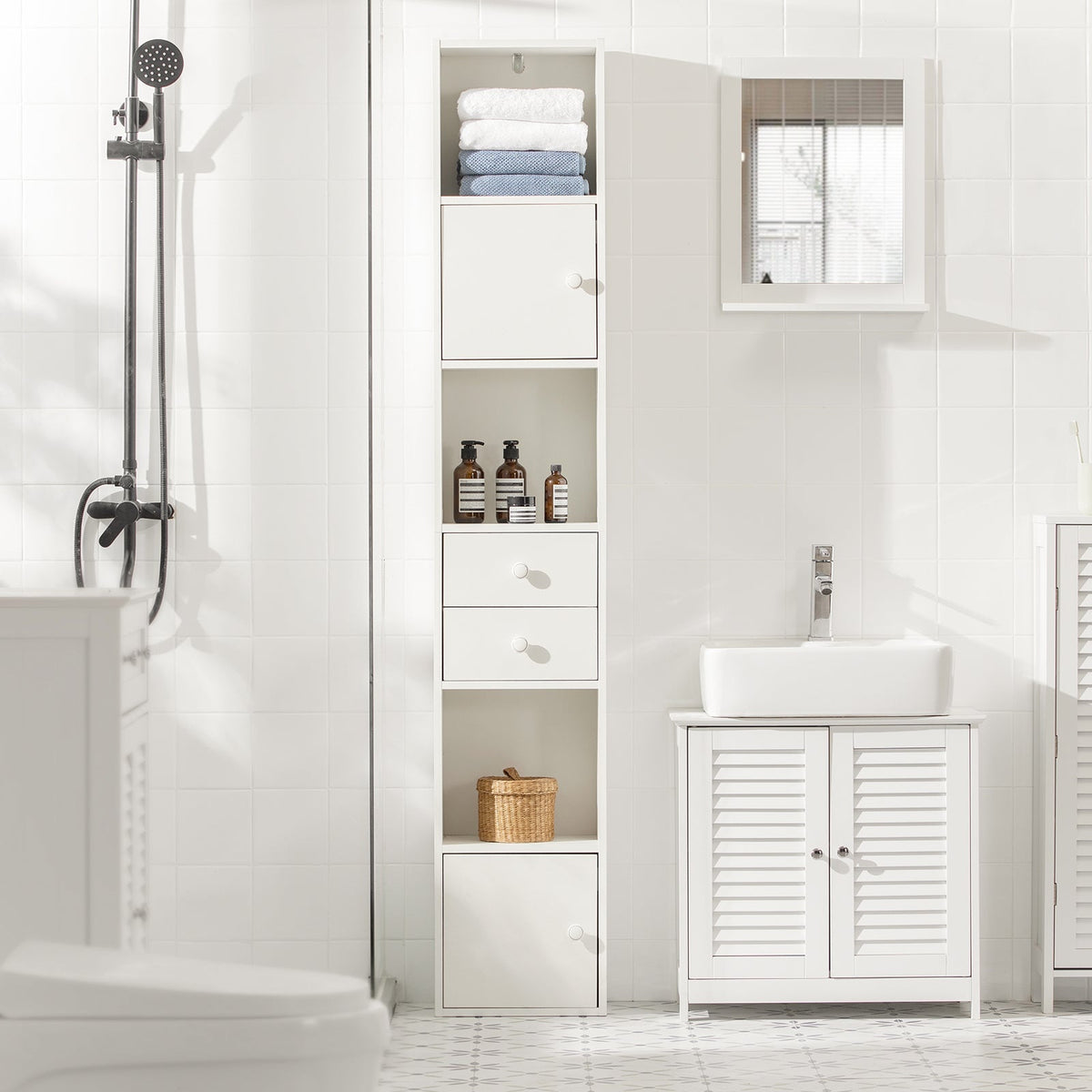 SoBuy Bibliothèque - Meuble à colonnes - Max. 40 kg - 33 x 42 x 188 cm - Blanc