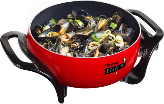 Poêle électrique Bestron - APP800 - Ø 26 cm - 1 500 W - Température maximale 230 °C - Rouge - Garantie 5 ans