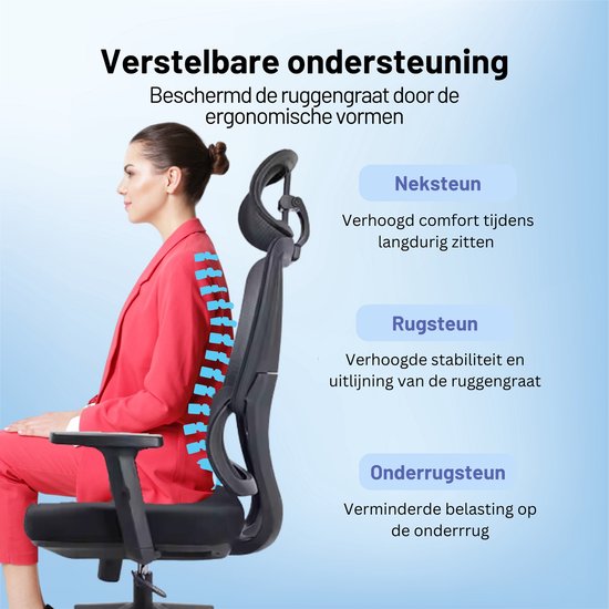GAME HERO® Ergo G1 Chaise de bureau ergonomique - Chaise de bureau pour adultes - 150 kg - Noir