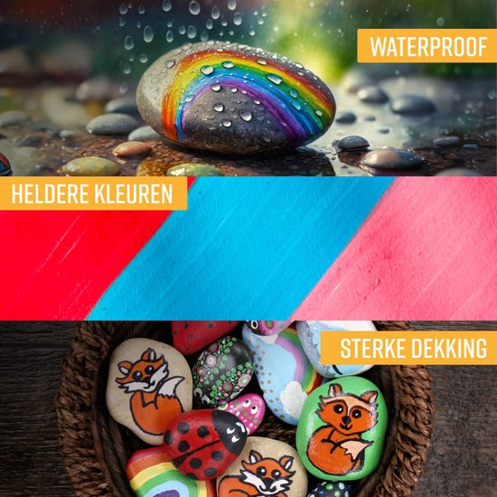 NAPI 72 marqueurs acryliques Dual Tip - Twinmarkers - Marqueurs peinture Happy Stones - Peinture sur pierre avec marqueurs peinture acrylique - Adultes et enfants - 5 modèles de mandalas inclus