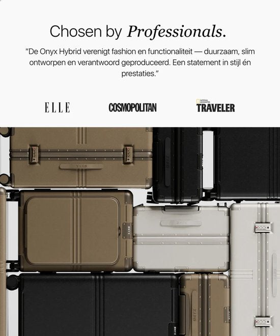 Valise cabine ONYX Hybrid Pro avec poche avant, 38 litres - Polycarbonate recyclé et conception sans fermeture éclair - Valise de voyage avec serrure TSA et roulettes Spinner - Valise à roulettes légère avec compartiment pour ordinateur portable - Orbit S