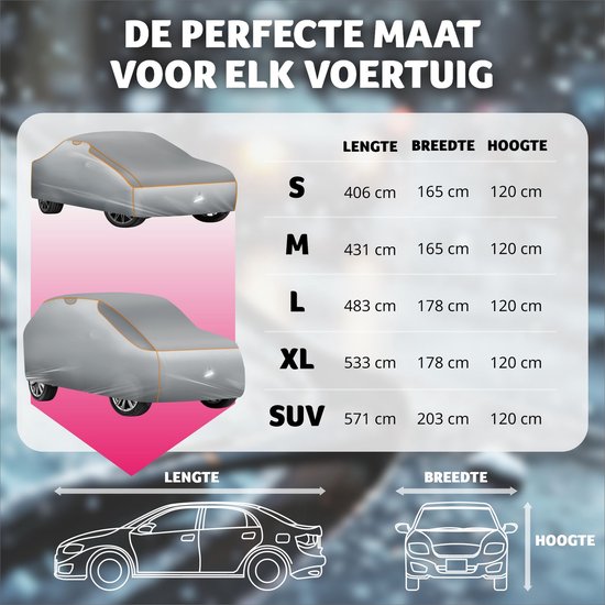tectake® Car cover - Bâche voiture - Protection contre la grêle - Couverture imperméable - Respirante - Garage auto élastique - Accessoires auto avec sac de rangement - Compatible avec de nombreux modèles - Dimensions (LxLxH) 483x 178x 120 cm - Large