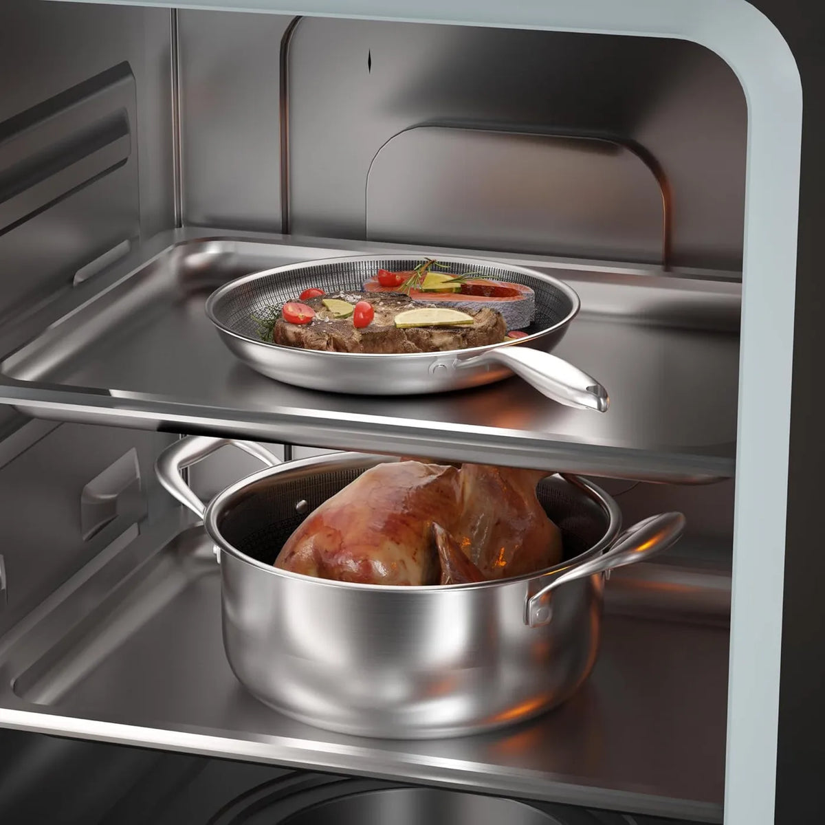 Batterie de cuisine Cooker King 7 pièces - Acier inoxydable - Tri-Ply, compatible avec l'induction et le four