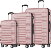 TRVLMORE Set de valises - 3 pièces - 38L Hand Luggage + 70L and 110L Spacious Luggage - Lightweight - Trolley - Travel Suitcase Set - Rose Gold