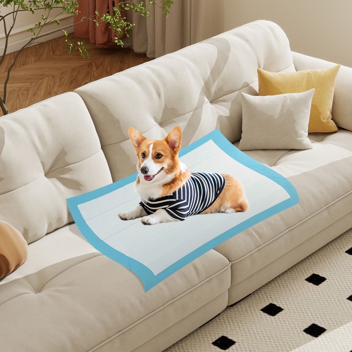 Tapis d'entraînement Coast Puppy - absorption à 6 couches - jetables - 90 x 60 cm - 150 pièces - bleu/blanc