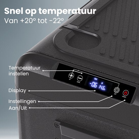 Auronic Electric Cool Box - Compresseur - Avec roues - 12V 230 Volt - Voiture - 40L - Frigobox - Noir/Gris